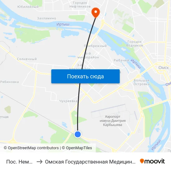 Пос. Немецкий to Омская Государственная Медицинская Академия map