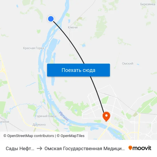 Сады Нефтяник-3 to Омская Государственная Медицинская Академия map