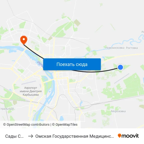 Сады Спектр to Омская Государственная Медицинская Академия map