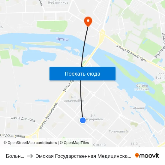 Больница to Омская Государственная Медицинская Академия map