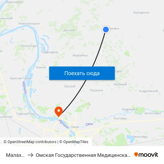 Малахово to Омская Государственная Медицинская Академия map