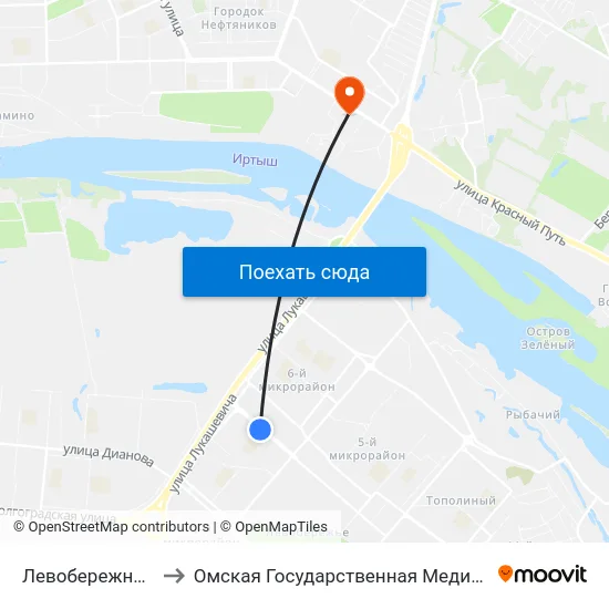 Левобережный Рынок to Омская Государственная Медицинская Академия map