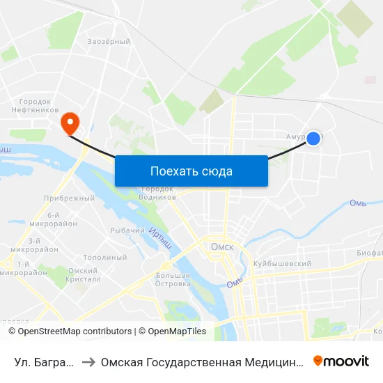 Ул. Багратиона to Омская Государственная Медицинская Академия map