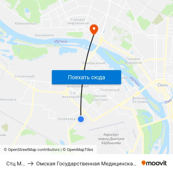 Стц Мега to Омская Государственная Медицинская Академия map