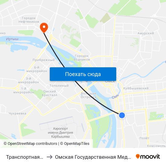 Транспортная Академия to Омская Государственная Медицинская Академия map