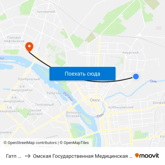 Гатп №5 to Омская Государственная Медицинская Академия map