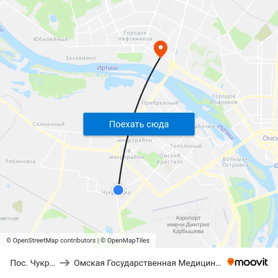 Пос. Чукреевка to Омская Государственная Медицинская Академия map