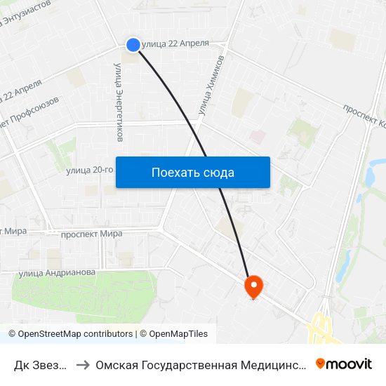 Дк Звездный to Омская Государственная Медицинская Академия map