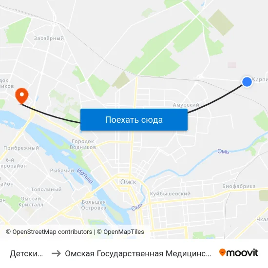 Детский Сад to Омская Государственная Медицинская Академия map