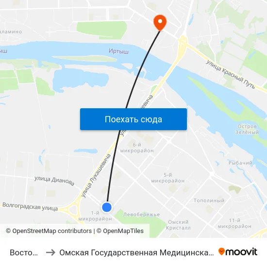 Восточная to Омская Государственная Медицинская Академия map