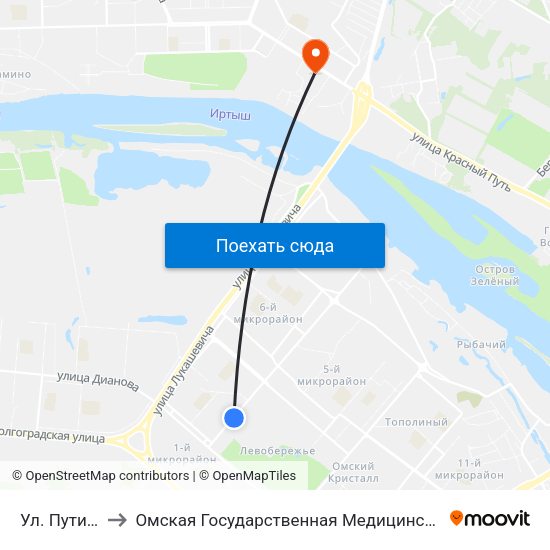 Ул. Путилова to Омская Государственная Медицинская Академия map
