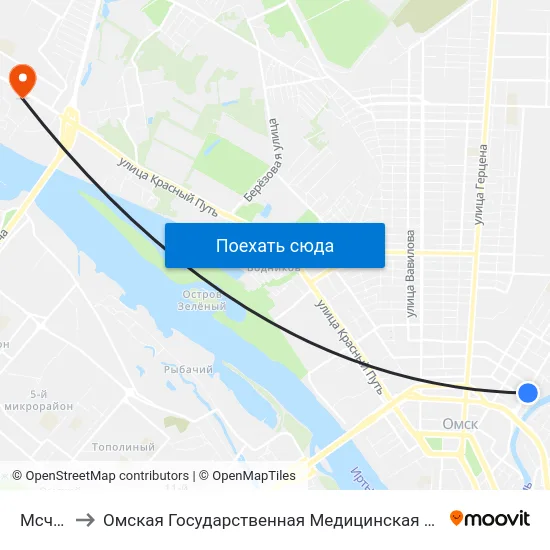Мсч-10 to Омская Государственная Медицинская Академия map