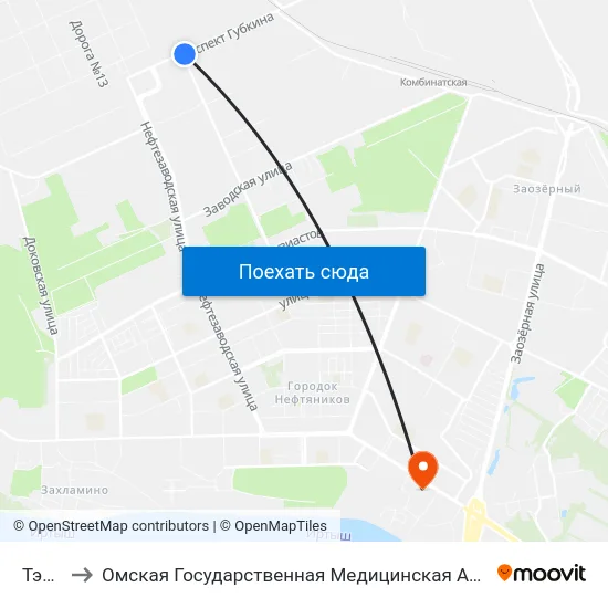 Тэц-3 to Омская Государственная Медицинская Академия map