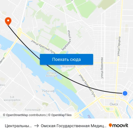 Центральный Рынок to Омская Государственная Медицинская Академия map