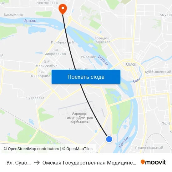 Ул. Суворова to Омская Государственная Медицинская Академия map