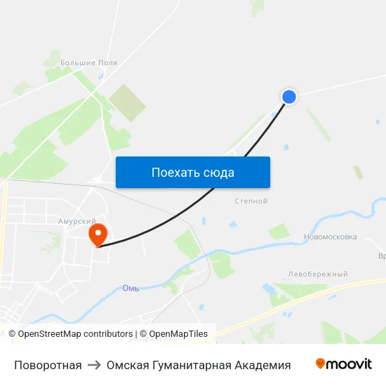Поворотная to Омская Гуманитарная Академия map