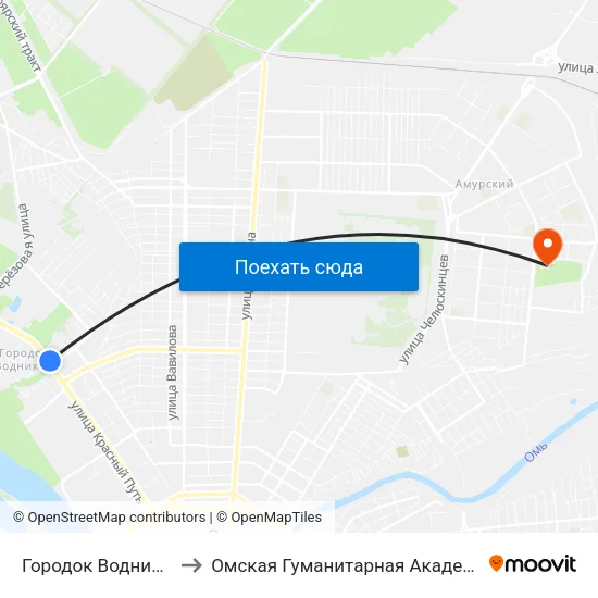 Городок Водников to Омская Гуманитарная Академия map