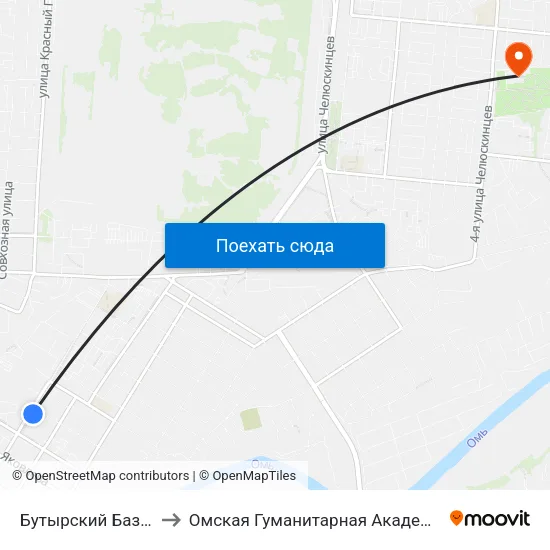 Бутырский Базар to Омская Гуманитарная Академия map
