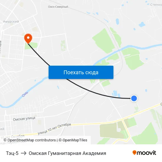 Тэц-5 to Омская Гуманитарная Академия map