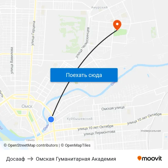 Досааф to Омская Гуманитарная Академия map