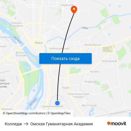 Колледж to Омская Гуманитарная Академия map