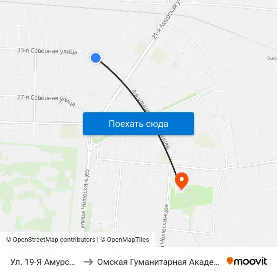 Ул. 19-Я Амурская to Омская Гуманитарная Академия map