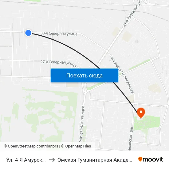 Ул. 4-Я Амурская to Омская Гуманитарная Академия map