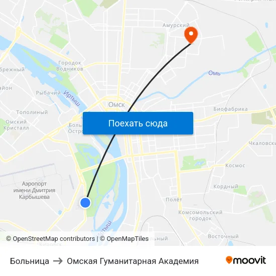 Больница to Омская Гуманитарная Академия map