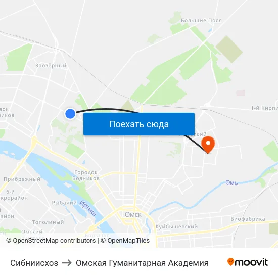 Сибниисхоз to Омская Гуманитарная Академия map