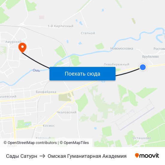 Сады Сатурн to Омская Гуманитарная Академия map