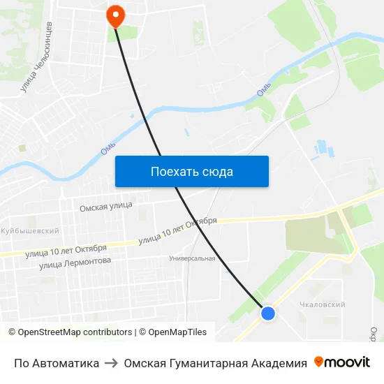 По Автоматика to Омская Гуманитарная Академия map
