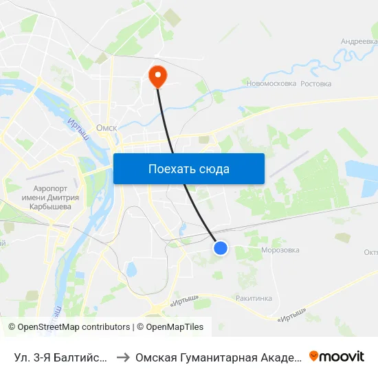 Ул. 3-Я Балтийская to Омская Гуманитарная Академия map