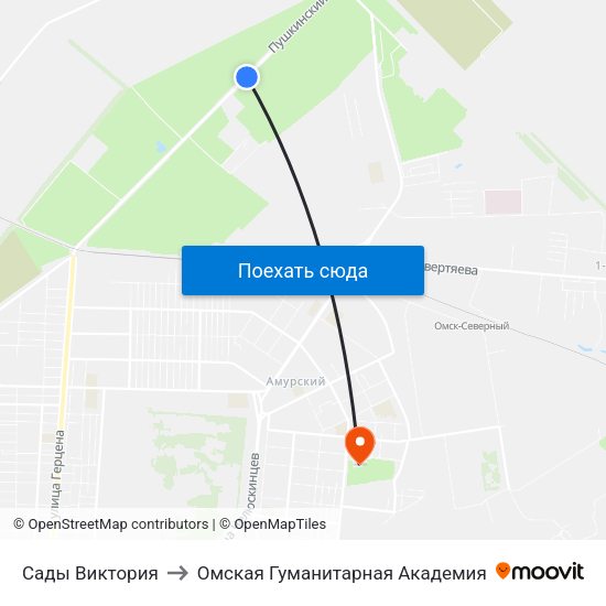 Сады Виктория to Омская Гуманитарная Академия map