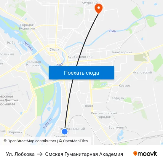 Ул. Лобкова to Омская Гуманитарная Академия map