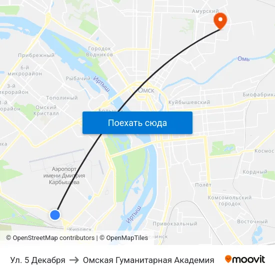 Ул. 5 Декабря to Омская Гуманитарная Академия map