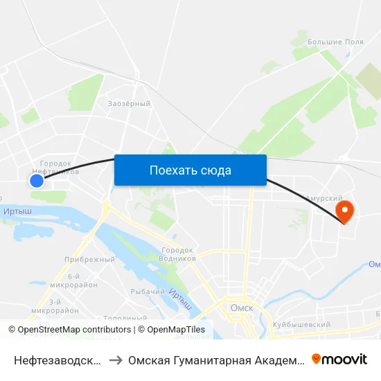 Нефтезаводская to Омская Гуманитарная Академия map