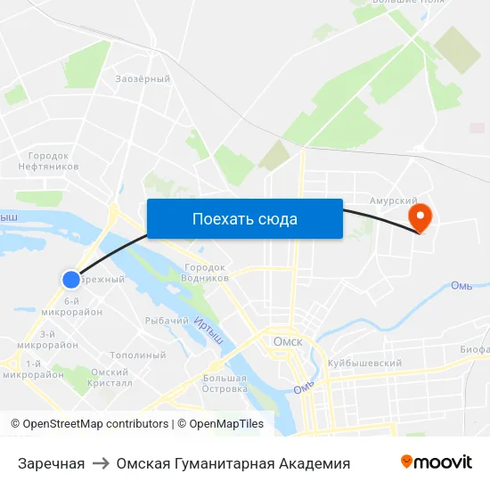 Заречная to Омская Гуманитарная Академия map