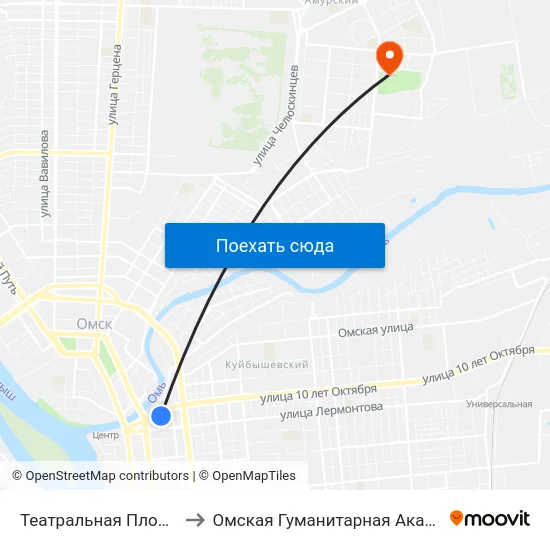 Театральная Площадь to Омская Гуманитарная Академия map