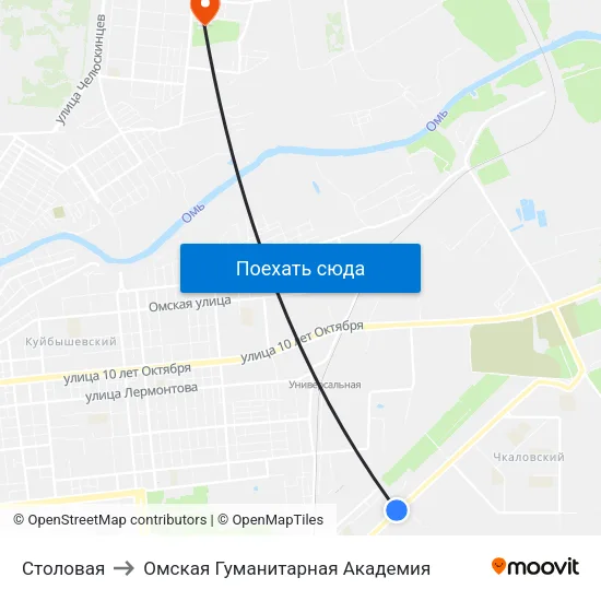 Столовая to Омская Гуманитарная Академия map