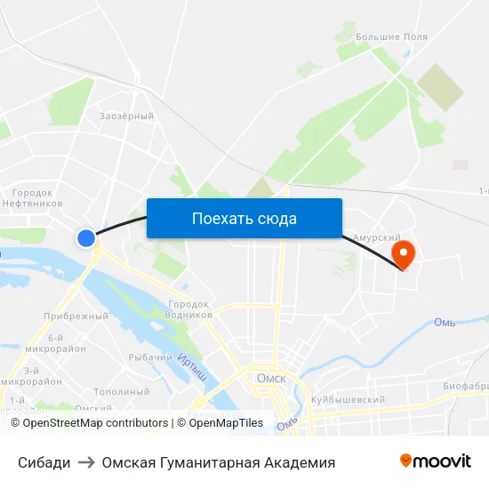 Сибади to Омская Гуманитарная Академия map
