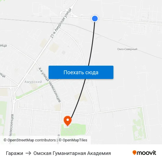 Гаражи to Омская Гуманитарная Академия map