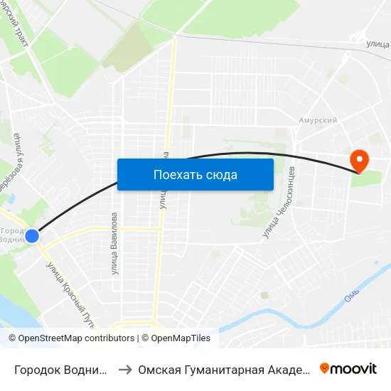 Городок Водников to Омская Гуманитарная Академия map