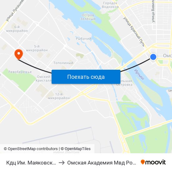 Кдц Им. Маяковского to Омская Академия Мвд России map