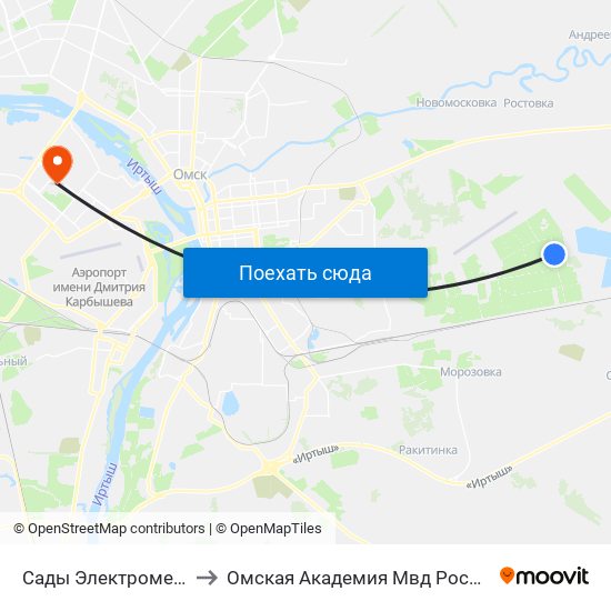 Сады Электромера to Омская Академия Мвд России map