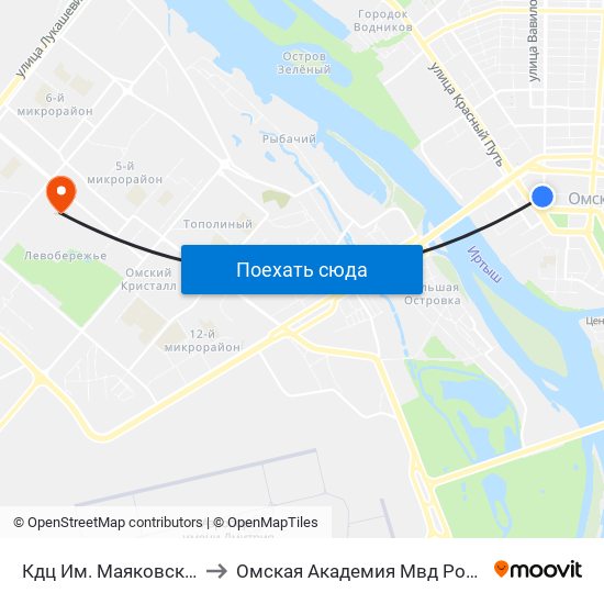 Кдц Им. Маяковского to Омская Академия Мвд России map