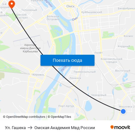 Ул. Гашека to Омская Академия Мвд России map