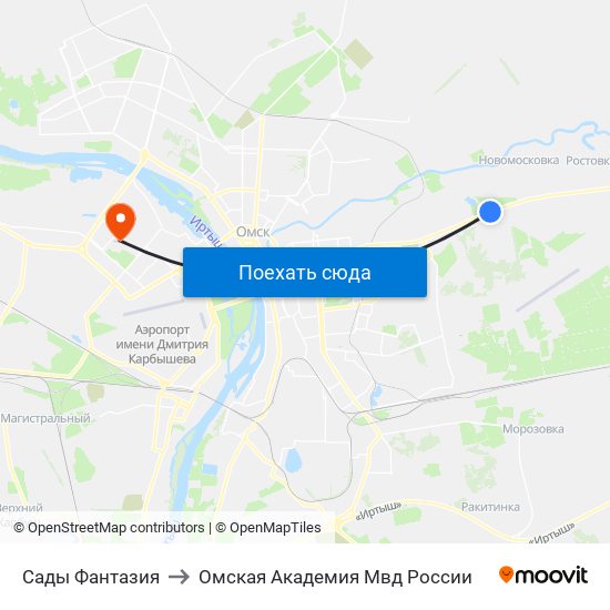 Сады Фантазия to Омская Академия Мвд России map