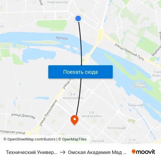 Технический Университет to Омская Академия Мвд России map