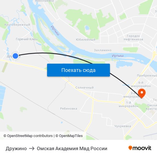 Дружино to Омская Академия Мвд России map