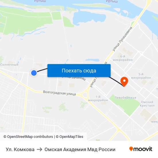 Ул. Комкова to Омская Академия Мвд России map